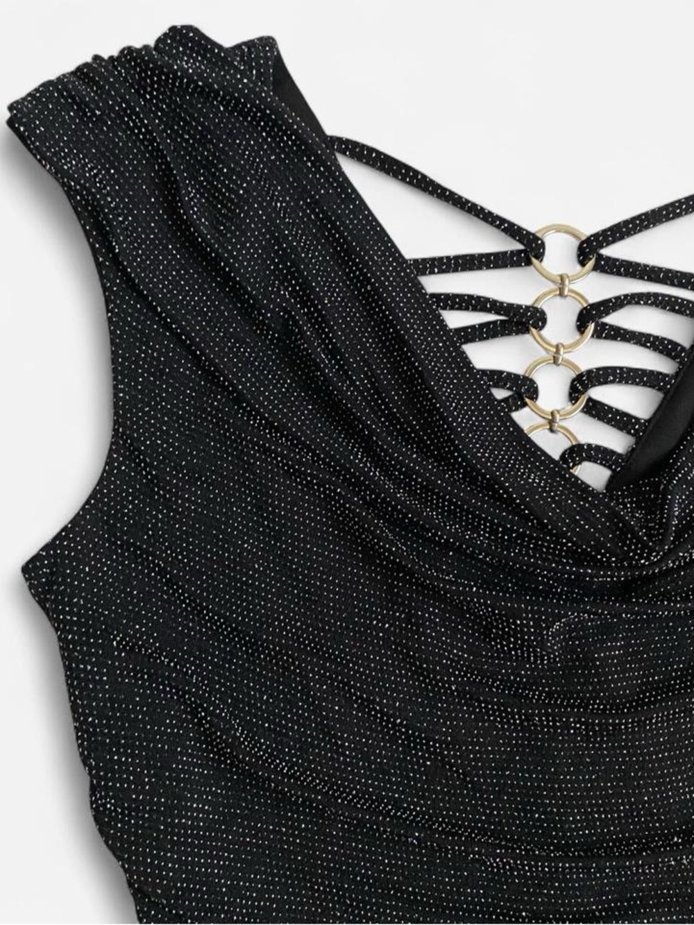 Y2K sparkly black cowl neck top - Picture 4 of 9